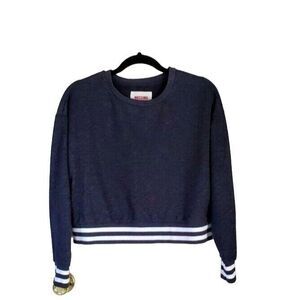 Mossimo Womens Top Blue M Cropped Soft Crewneck Sweatshirt Long Sleeve